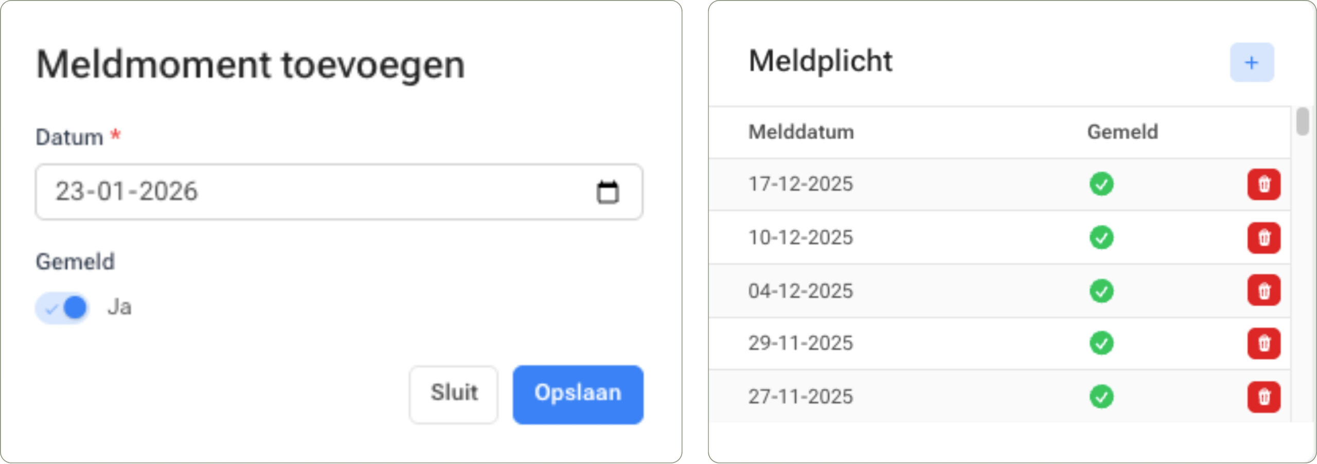 Meldplicht dashboard overzicht